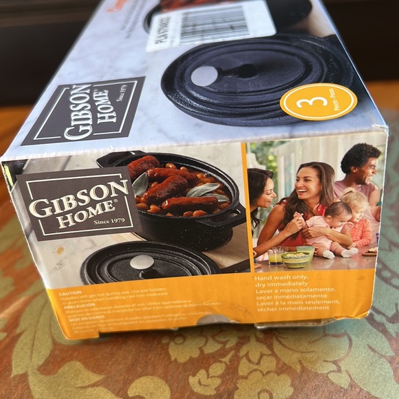 Gibson Home Campton 3 piece Mini Cast Iron Oval Casserole with Wooden Base - NIB - Picture 7 of 16